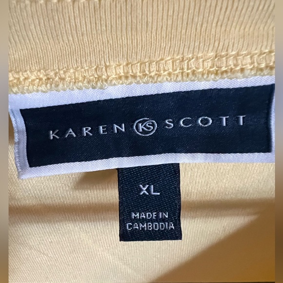 Karen Scott 100% Soft Cotton 3/4 Sleeve Yellow Top - Excellent Condition - Picture 5 of 5